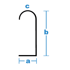 Veranschaulichung der Maße für Betonstahl als S-Haken